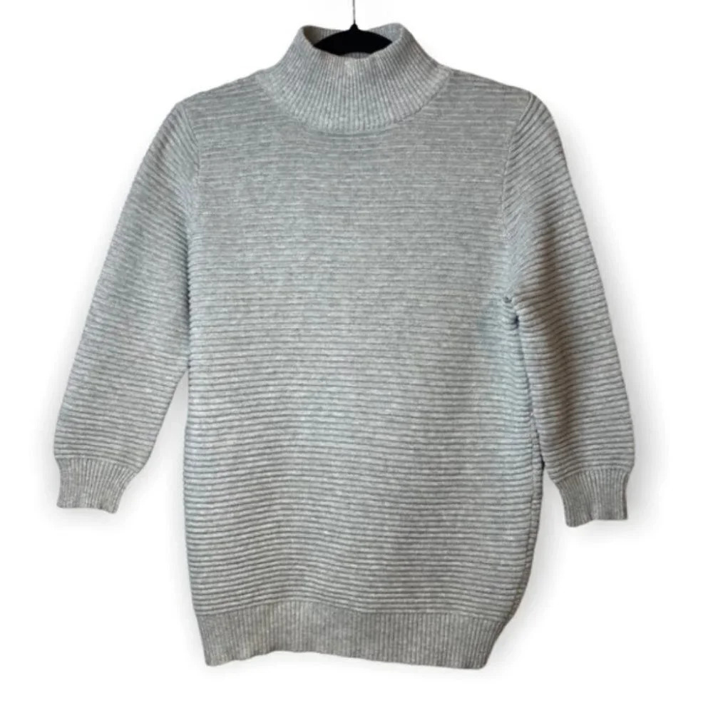 SELECTED Femme Grey Ribbed Mock Neck Sweater